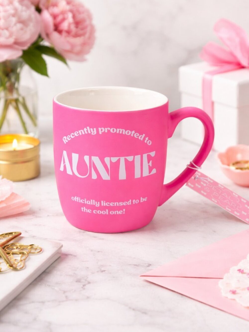 NEW Pink “Recently Promoted to Auntie” Coffee Mug | Cute Gift for New Aunt | Fun